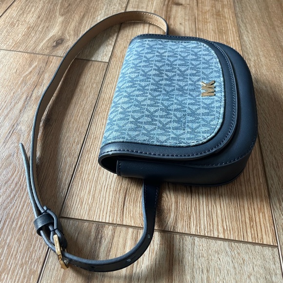 Michael Kors Signature Denim, Navy and Gold Monogram Mini Belt Bag, Leather - Picture 3 of 12